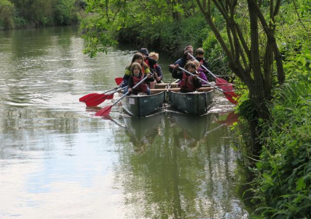 Schooluitstap vals-catamaran varen van de Dijle